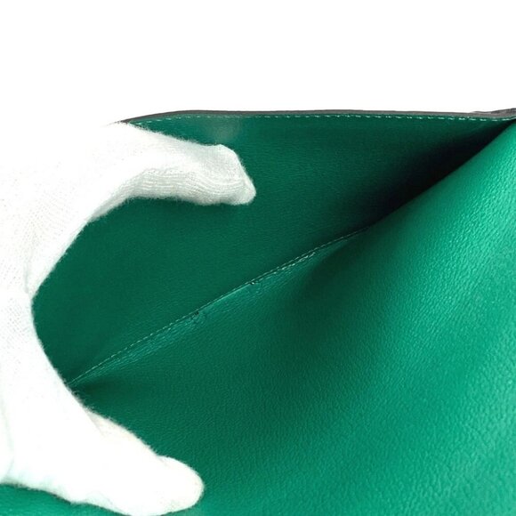 HERMES Bicolor RMS Tutankhamun bifold Long Wallet Evercolor blue/Green - Picture 13 of 14